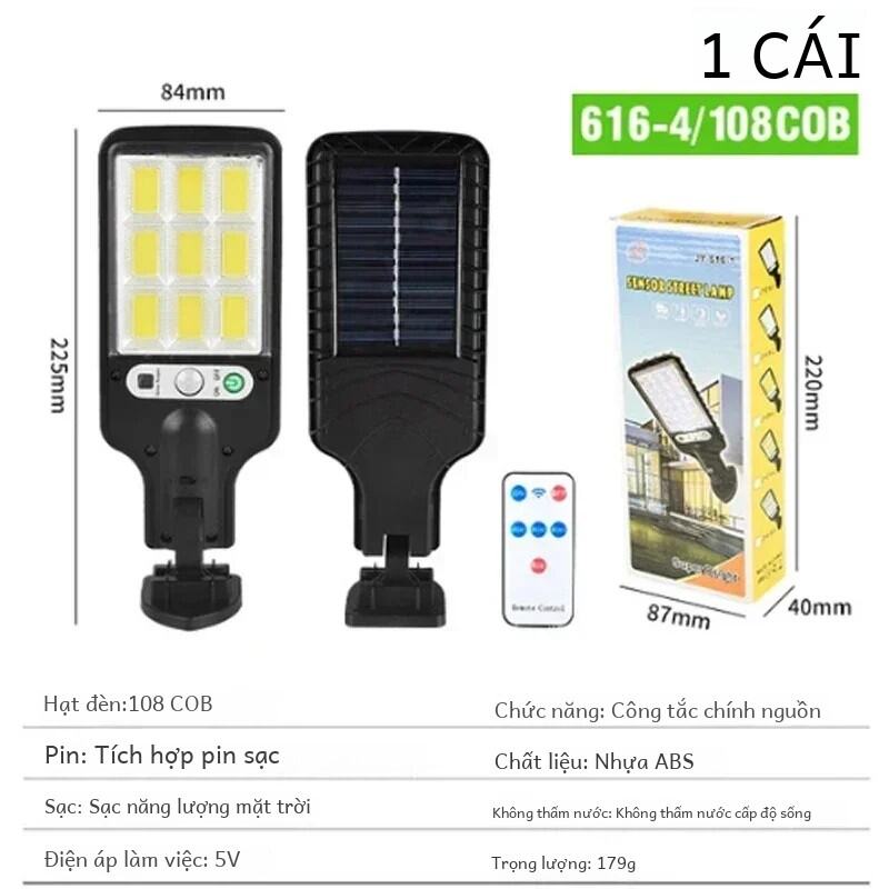 Đèn LED Năng Lượng Mặt Trời Ngoài Trời Với Cảm Biến Chuyển Động COB 3 Chế Độ Chiếu Sáng Tường An Ninh Chống Nước Cho Cửa Sân Vườn IP65