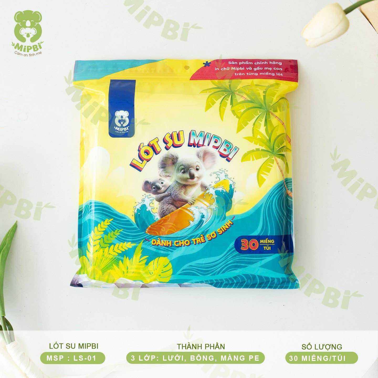 Lót Su Sơ Sinh Cao Cấp MipBi 1 Gói 30 Tờ
