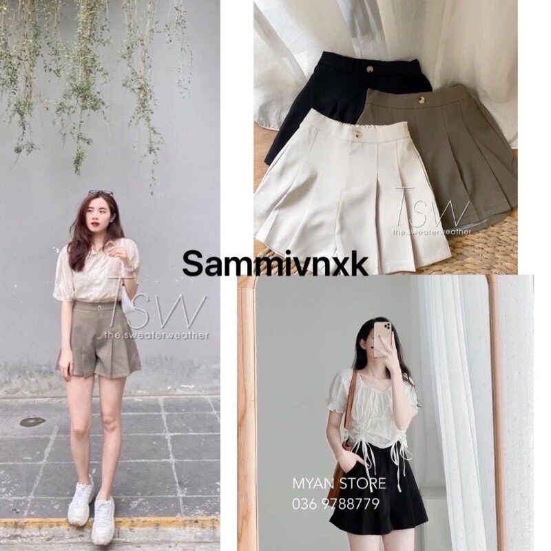 Quần short nữ xếp ly cạp cao siêu hot🌸🌸
