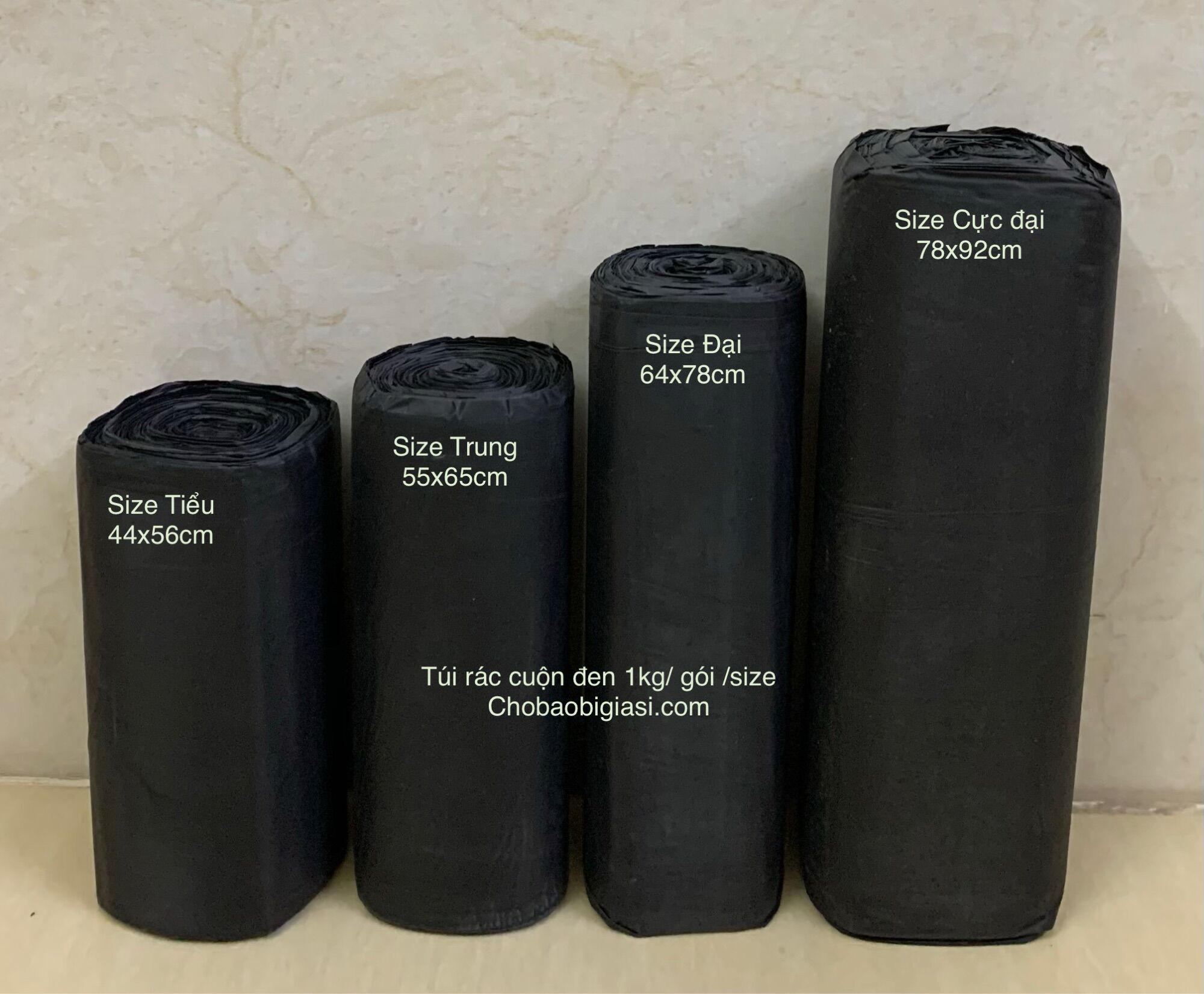 {Đồng giá 1 kg/size} Túi rác cuộn đen loại đẹp, dai (có sẵn 4 size tiểu, trung, đại, cực đại)