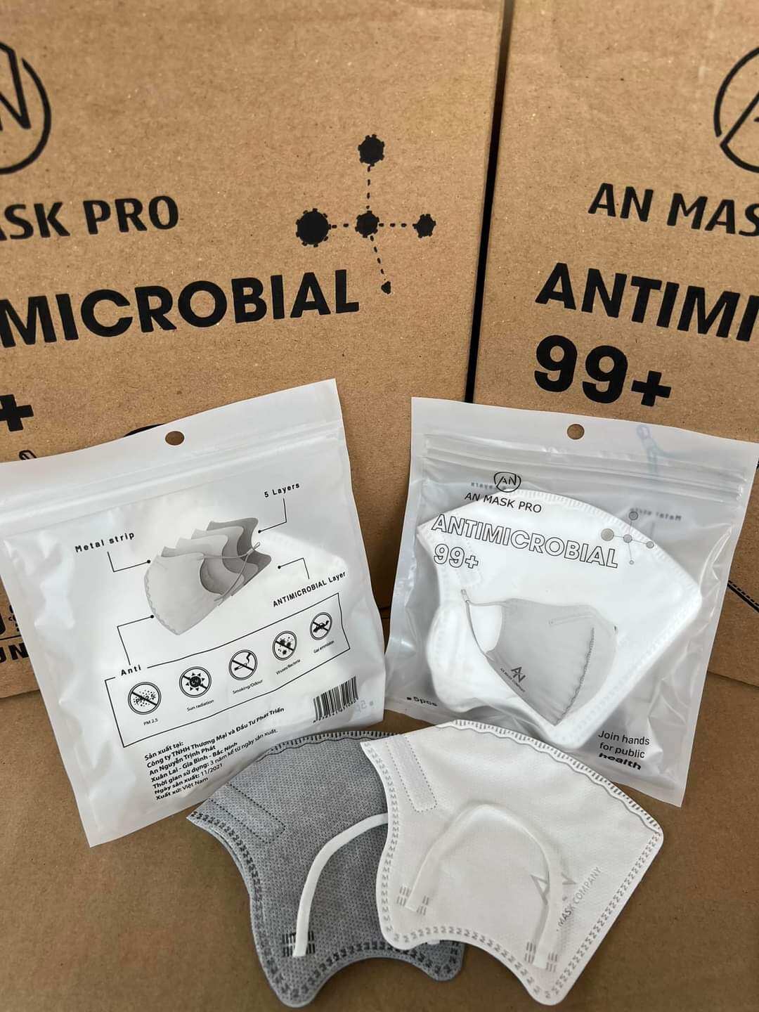 Khẩu trang 6d 5 lớp tiến đạt - an mask pro 2 gói 10 cái