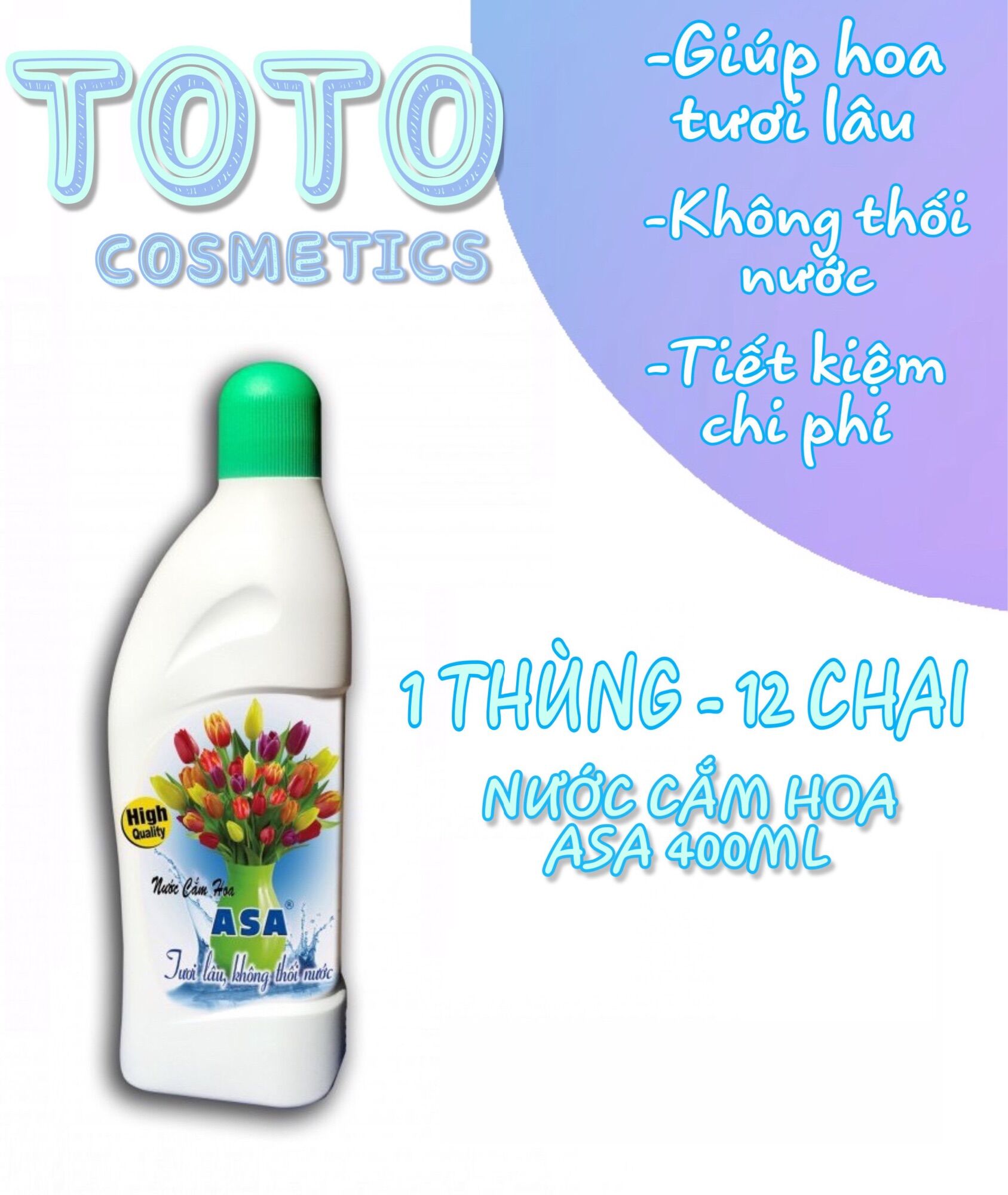 1 THÙNG 12 CHAI NƯỚC CẮM HOA ASA 400ML GIÚP GIỮ HOA TƯƠI LÂU KO THỐI NƯỚC