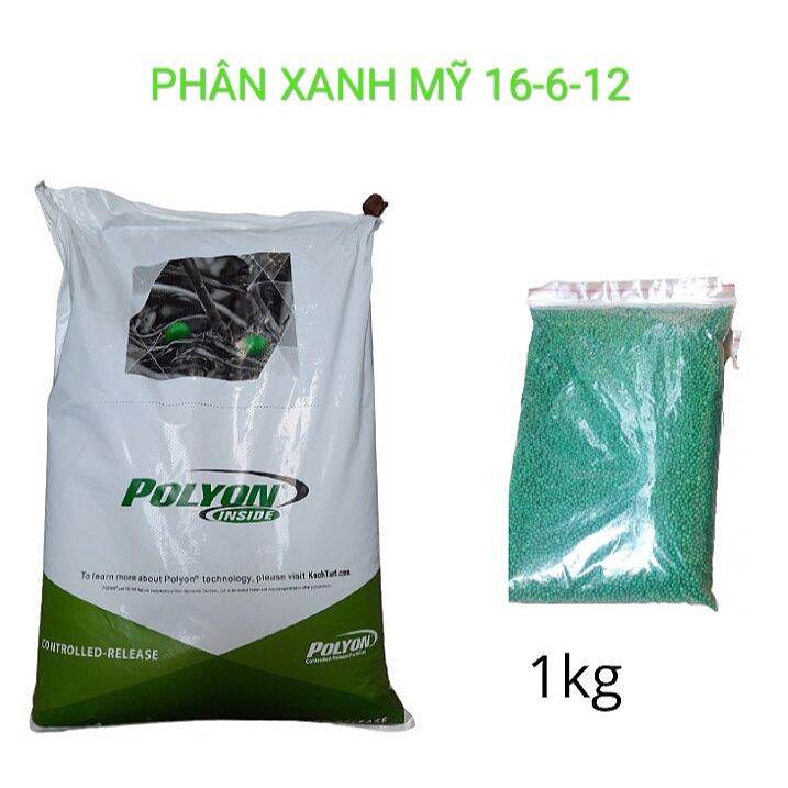 Phân tan chậm mỹ polyon hạt xanh 16-6-12 gói 1ký
