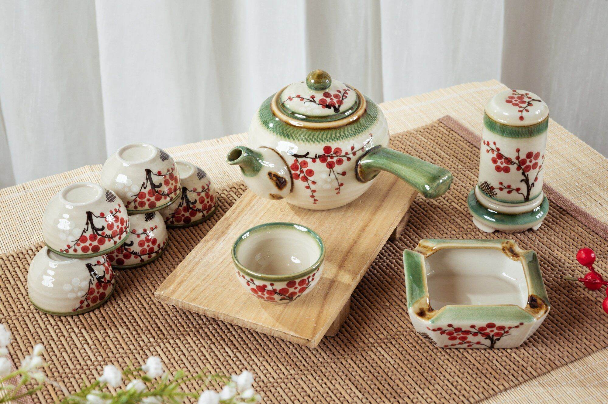 Ấm chén pha trà bát tràng bộ ấm trà gốm sứ bát tràng