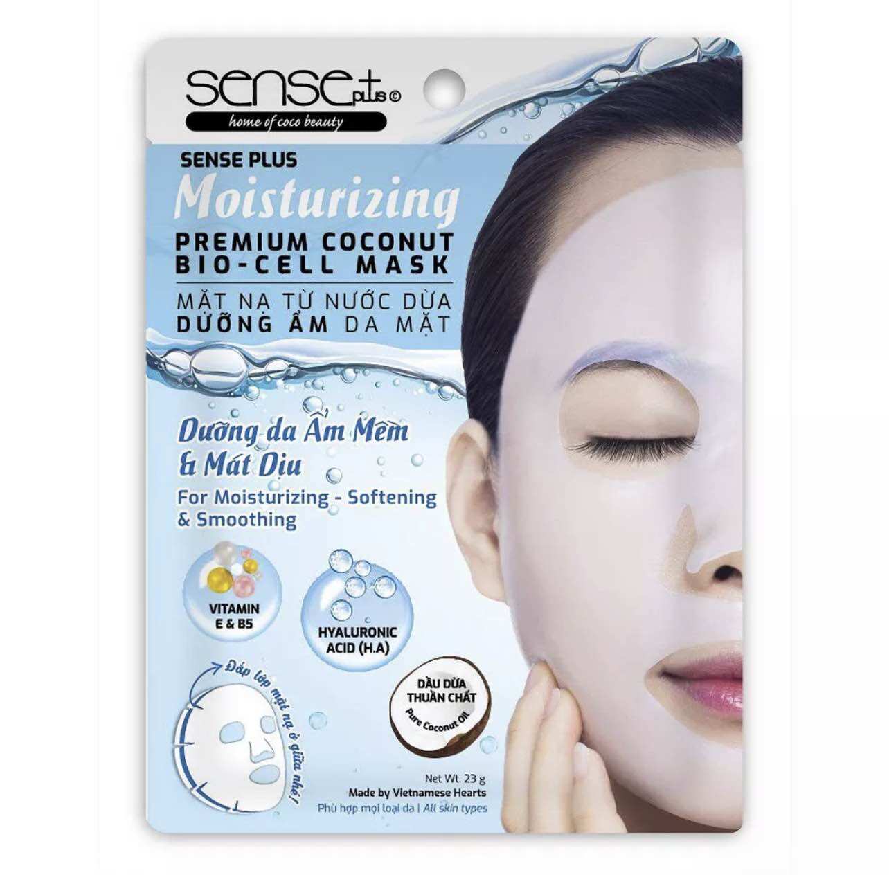 Mặt nạ coconut bio-cell sense plus dưỡng ẩm da mặt 23g