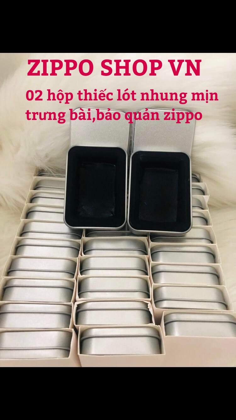 Combo 02 Hộp thiếc lót nhung mịn dùng trưng bày, bảo quản zippo,bật lửa, Hộp thiếc đựng zippo