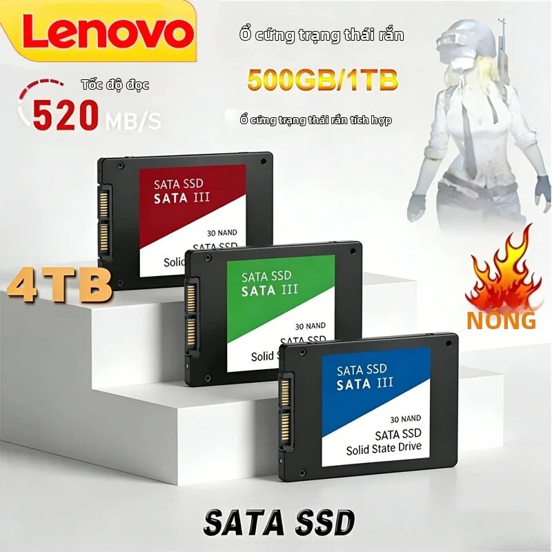 Lenovo | Ổ Cứng SSD Lenovo 4TB Tốc Độ Cao 2.5 Inch, Giao Tiếp SATA3, Dành Cho Laptop Và Máy Tính Để Bàn - Chọn Kích Thước Của Bạn: 500GB, 1TB, 2TB Có Sẵn Giá 2,577,000 Đồng*Miễn phí vận chuyển