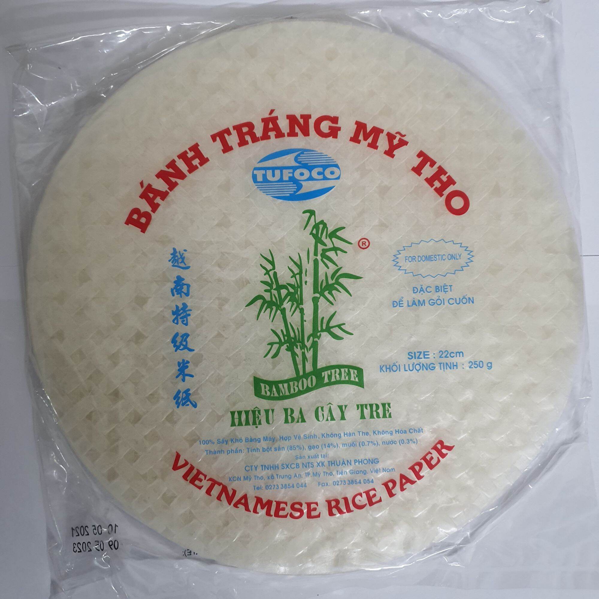 5 gói  x bánh tráng gỏi cuốn Ba Cây tre loại nội địa 22 tròn 250g