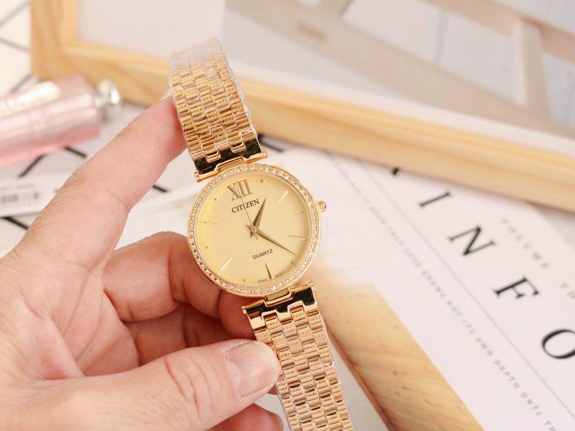 Đồng hồ nữ Citizen lắc tay dây dũa máy sáng bóng