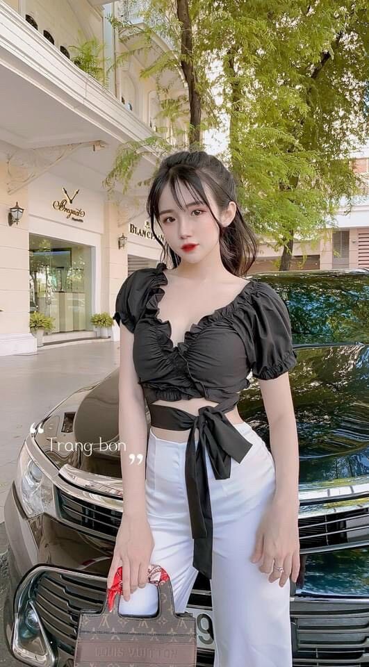 50-90kg Bigsize ÁO CROPTOP CỘT NƠ EO