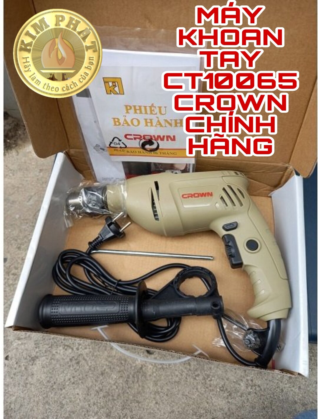 Máy khoan tay, máy khoan điện cầm tay, máy khoan động lực, máy khoan búa ct10065 crown chính hãng