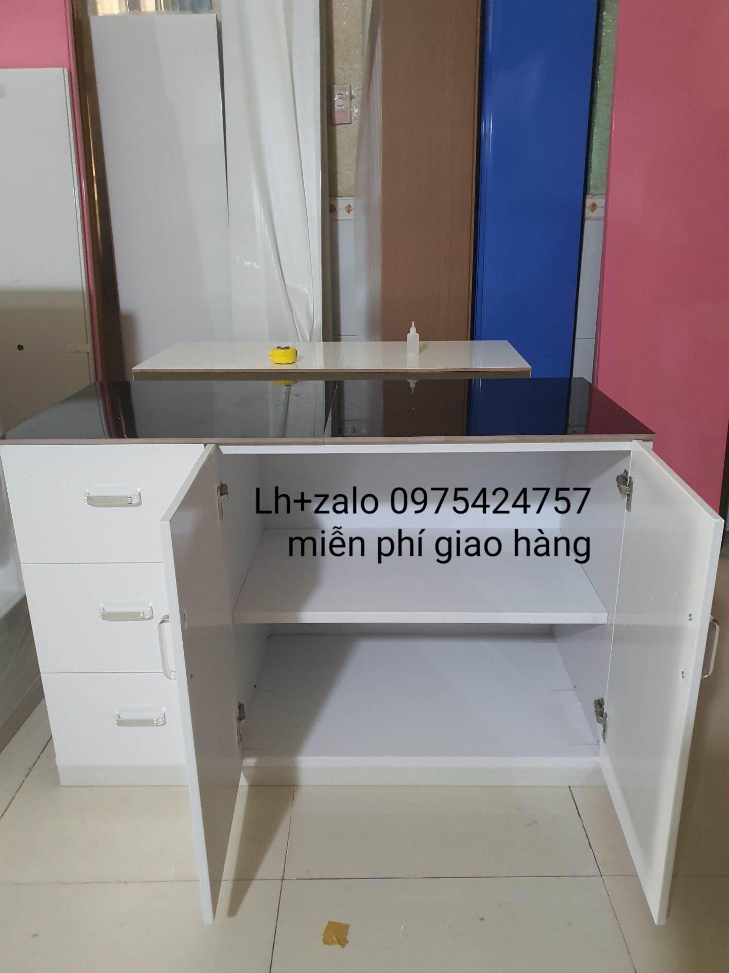 Tủ bếp mini sẵn gạch