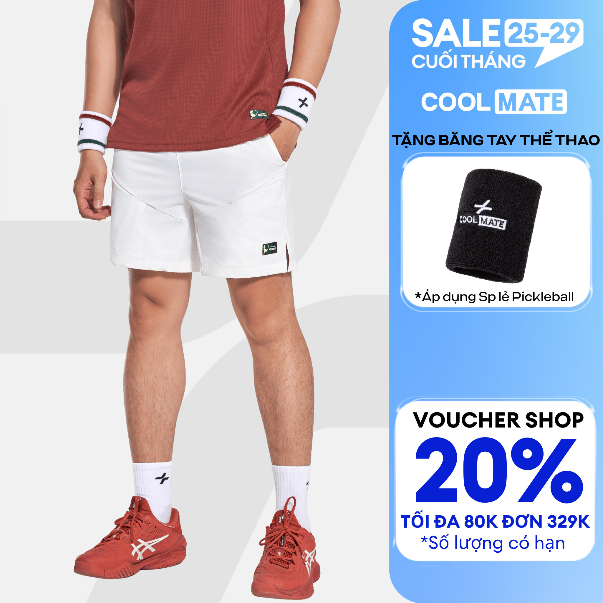[TẶNG BĂNG TAY]Quần thể thao nam 6inch Pickleball Dink Shot Nhanh khô, Thoáng khí, Thấm hút tốt, Thoải mái vận động Coolmate