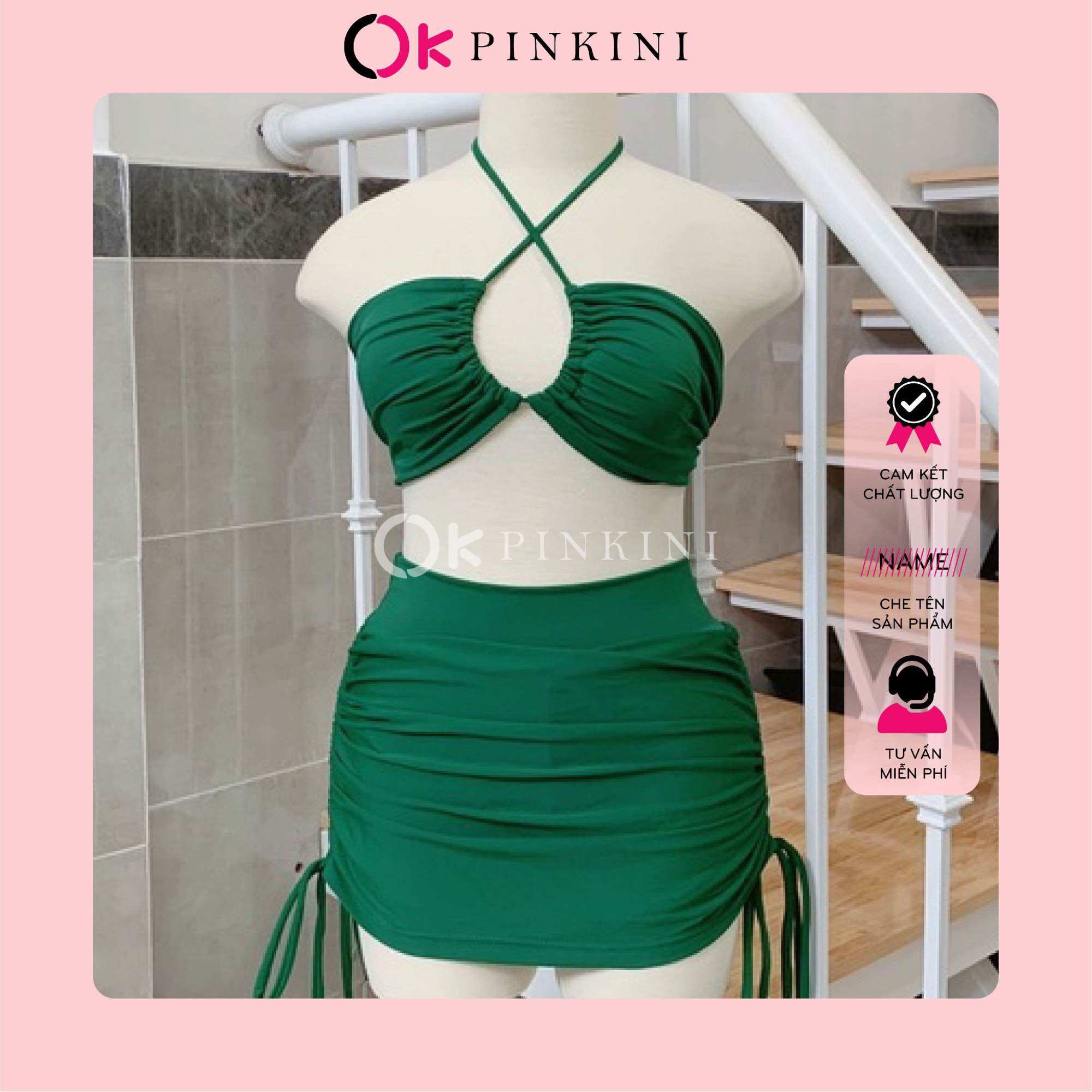 Bikini Đồ Bơi 2 Mảnh Quần Váy Kín Đáo 2M01 (Video, Ảnh Thật)