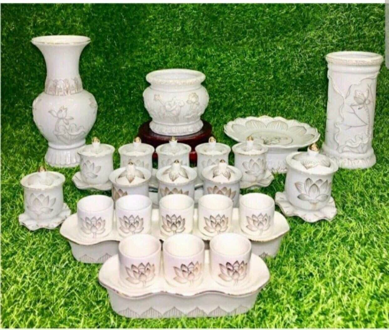 Bộ thờ cúng bạch ngọc sen cao cấp