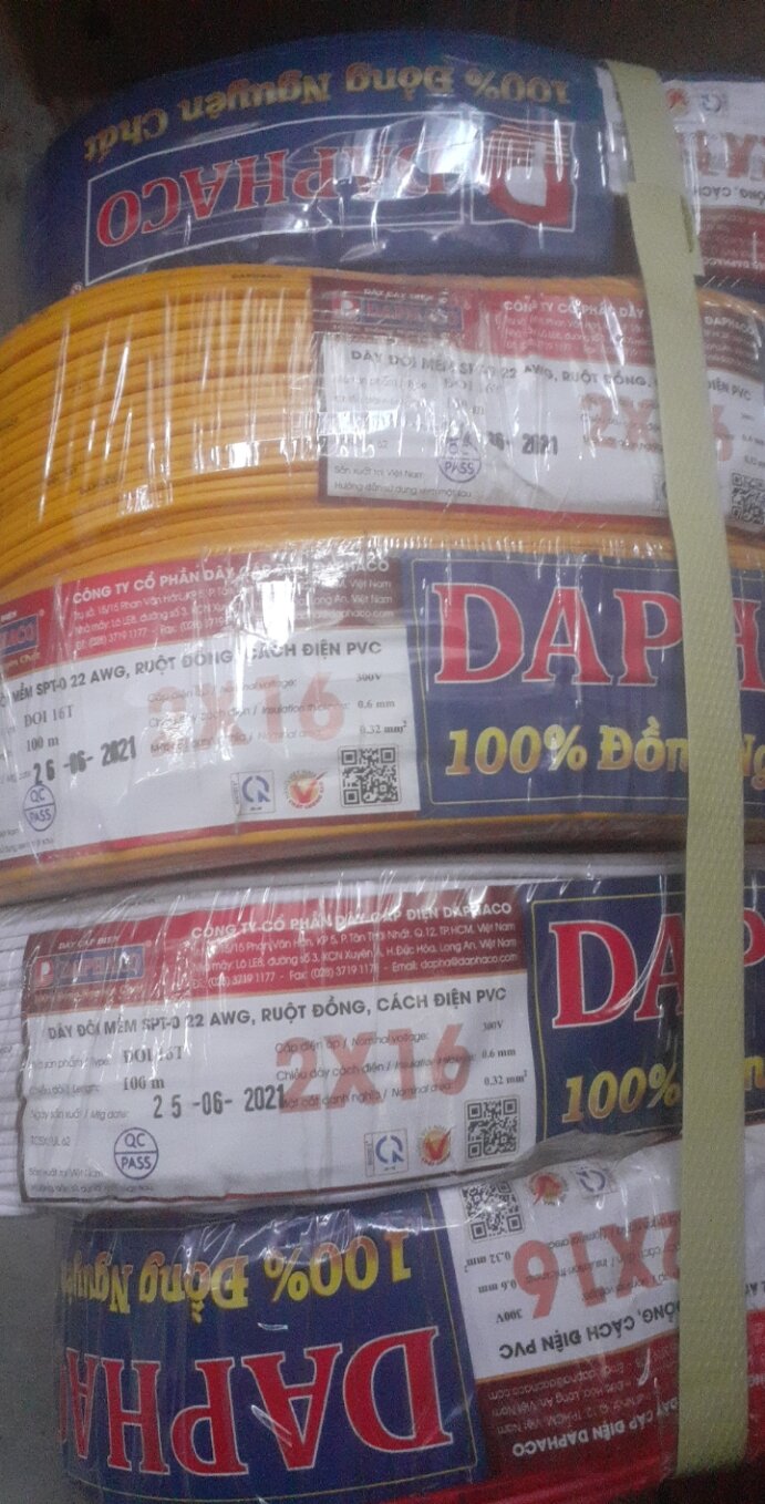 Dây điện đôi 2x0.5 dây 16t daphaco