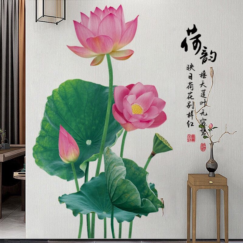 Tranh dán tường, Decal dán tường hoa sen (mẫu mới) siêu đẹp