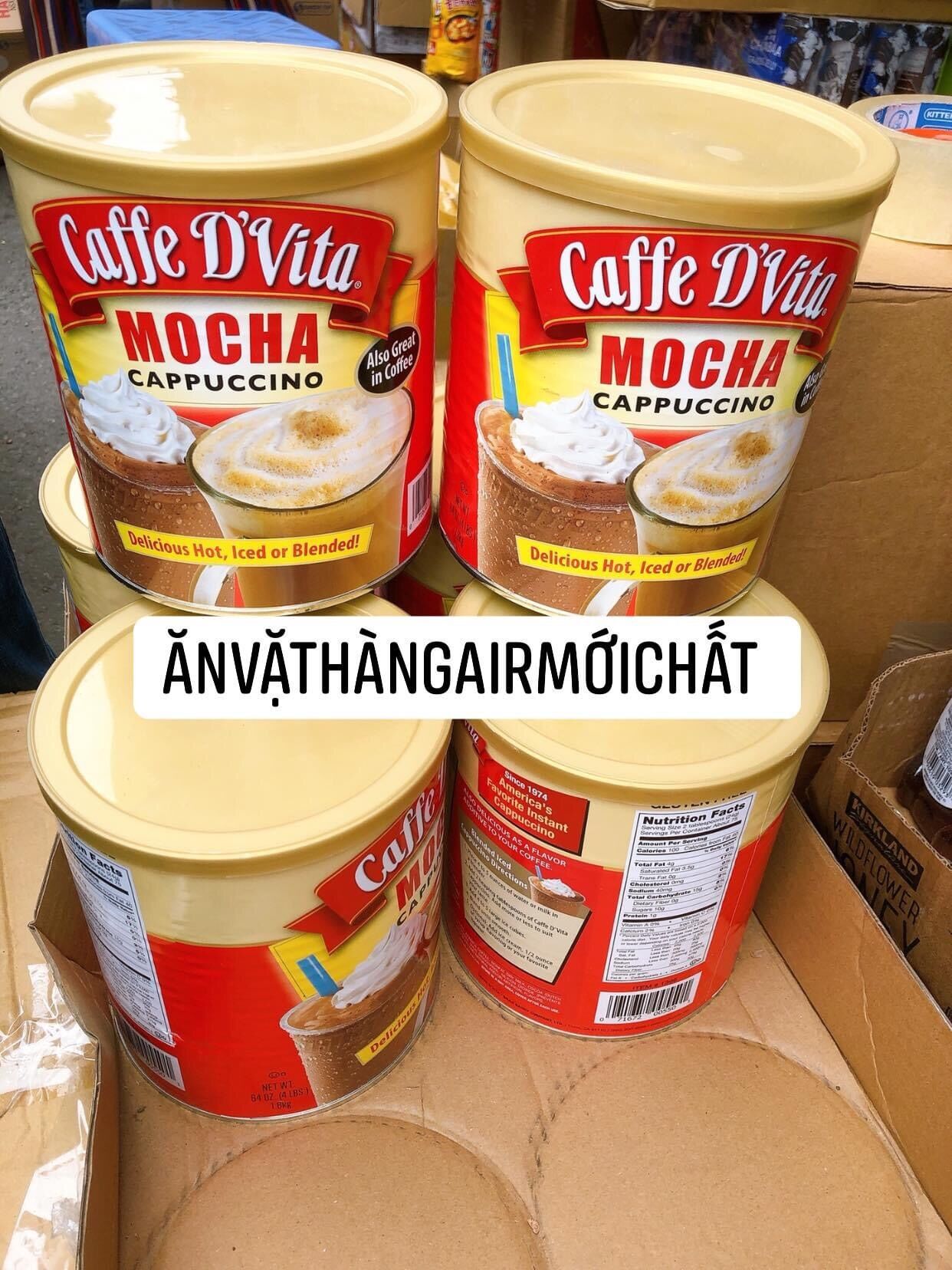 [DATE ĐẸP 06/2027]Cà Phê Hòa Tan Caffe D'vita Mocha Cappuccino Hộp 1.8 Kg