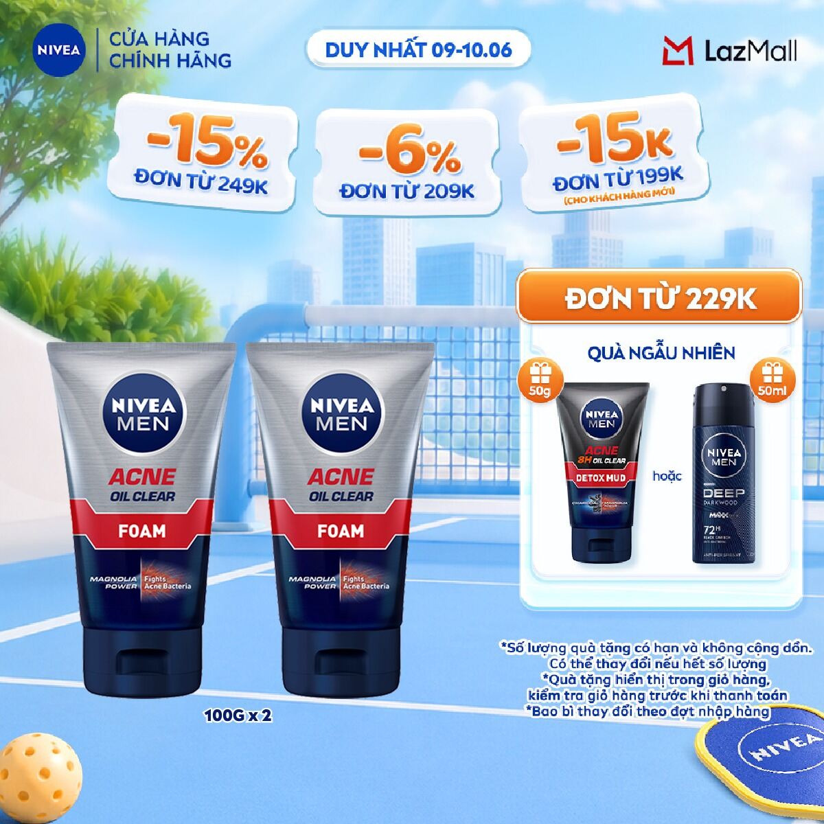 Bộ 2 Sữa Rửa Mặt NIVEA MEN Acne Oil Clear Bọt Mịn Giúp Giảm Mụn Sạch Nhờn (100 g) - 82378x2