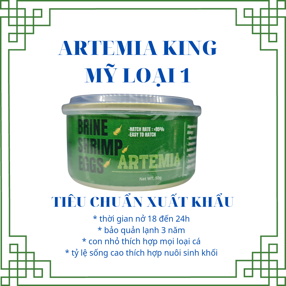 Trứng artemia ấp nở Mỹ USA - thức ăn cho cá betta, cá bảy màu, cá bột Atermia ấp nở King 50g