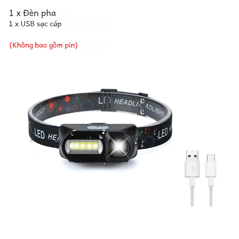Câu cá led đèn pha cắm trại ánh sáng xách tay mini xpe cob usb đầu đèn câu cá đèn pha đèn pin torch sử dụng 18650