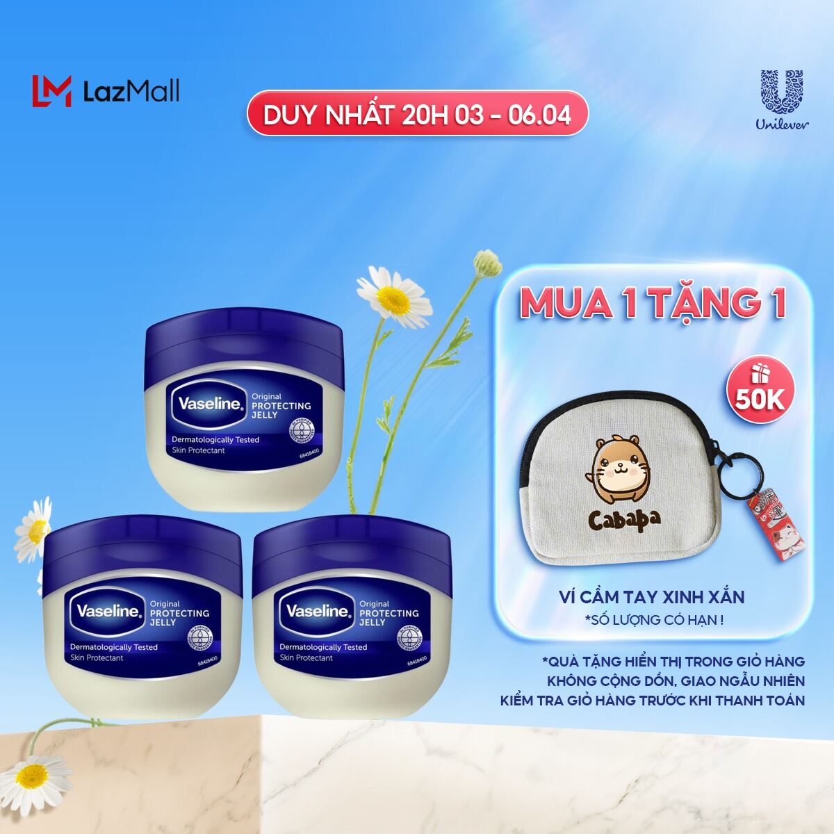 Combo 3 Sáp dưỡng ẩm Vaseline Petroleum 50ml (42gx3)