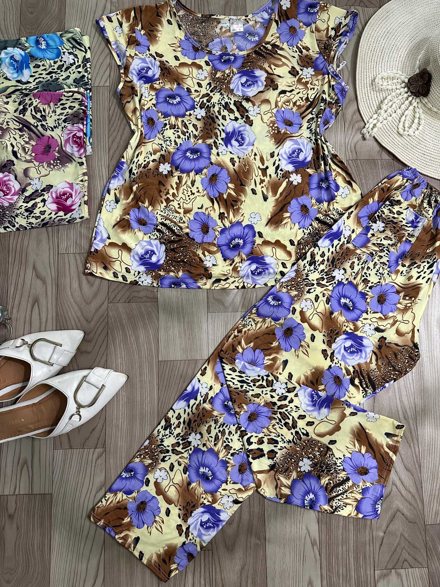 Set đồ bộ mặc nhà quần dài chất thun lạnh