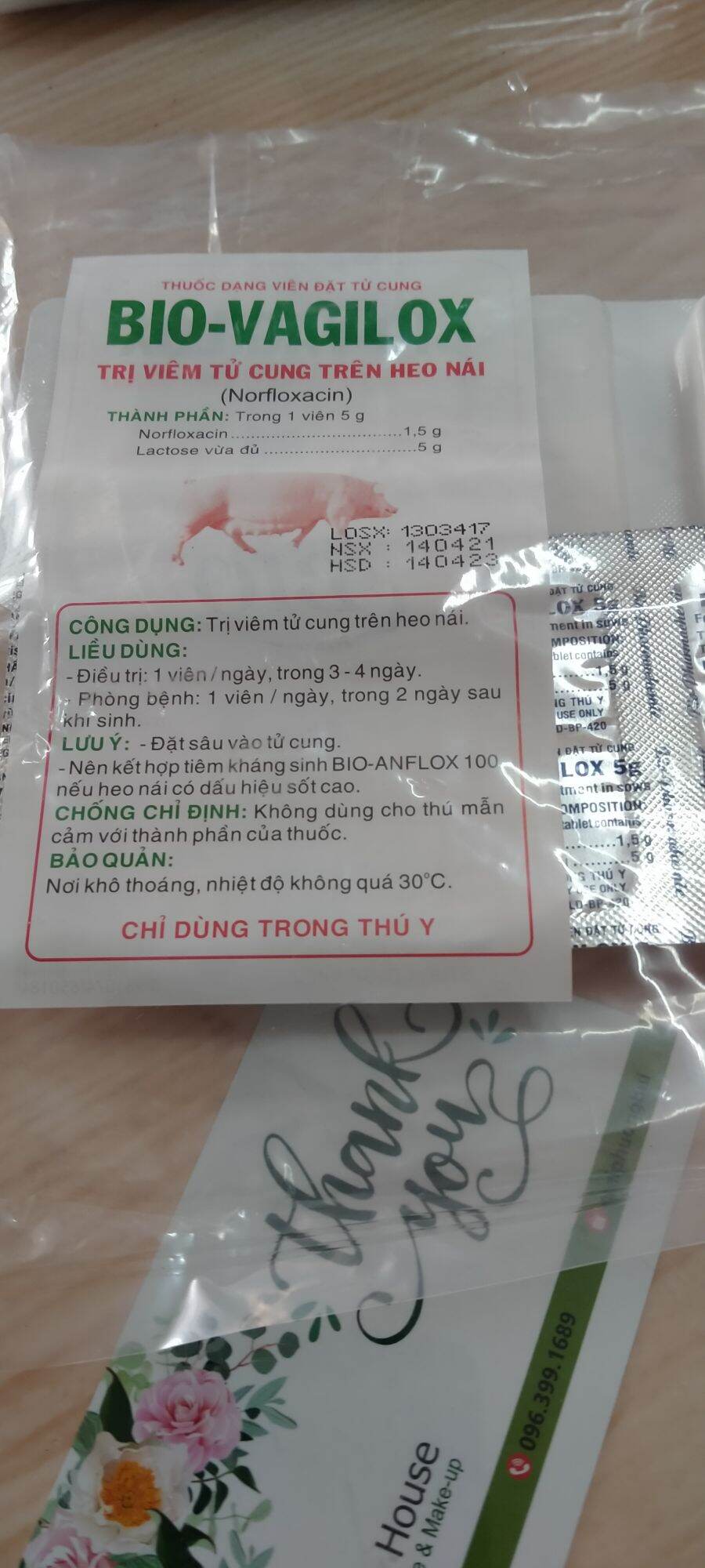 5 viên đặt chống viêm tử cung, hạ sốt gia súc bio vagilox