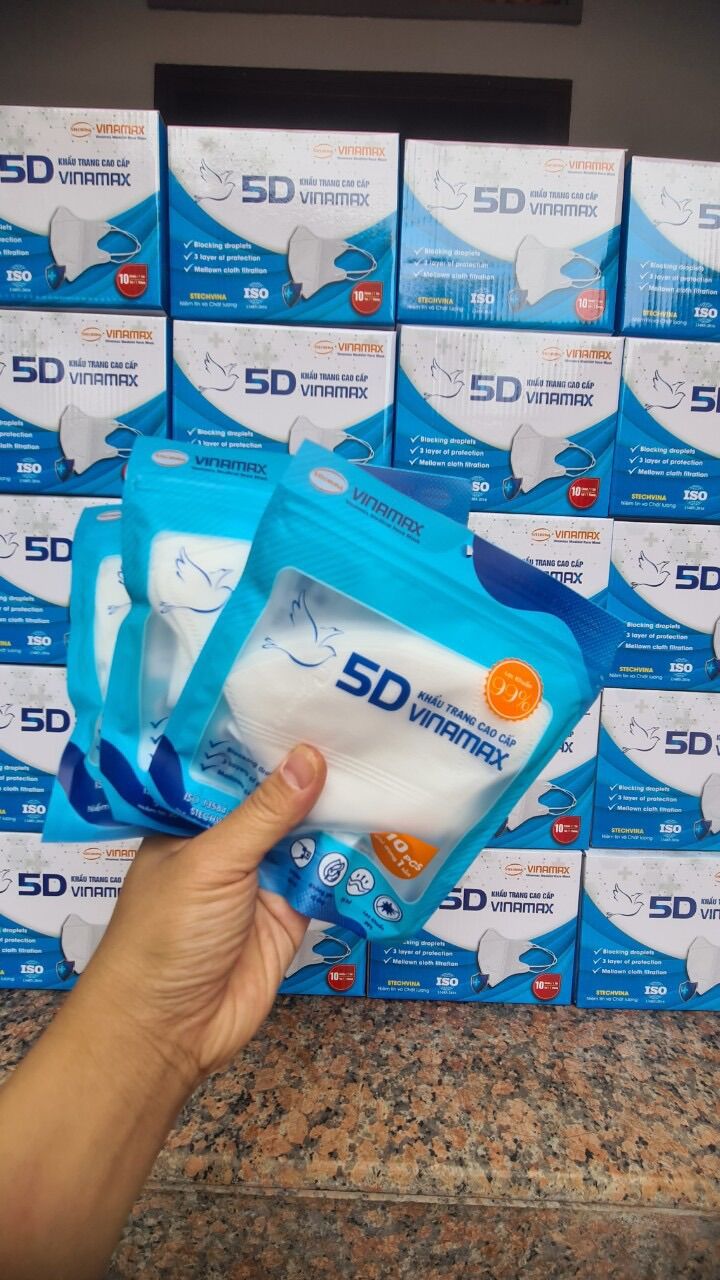Sỉ 1 thùng gồm khẩu trang 5D ĐP vinamask mới thùng màu xanh