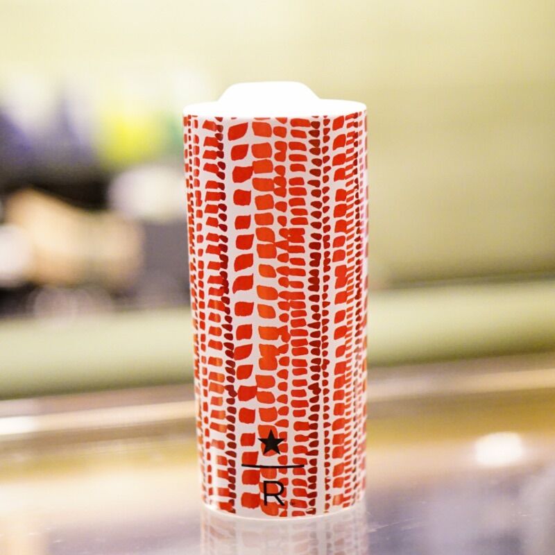 [STARBUCKS SINGAPORE] - BỘ ĐÔI CỐC SỨ RESERVE BLACK/ RED ZEBRA DOUBLE WALL CERAMIC MUG 10oz