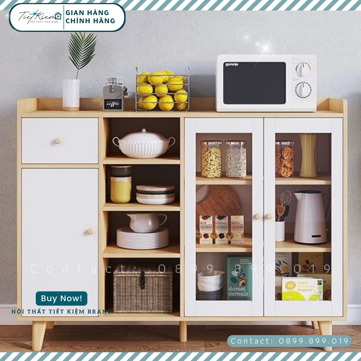 Tủ bếp gỗ để lò vi sóng 1m2 B789