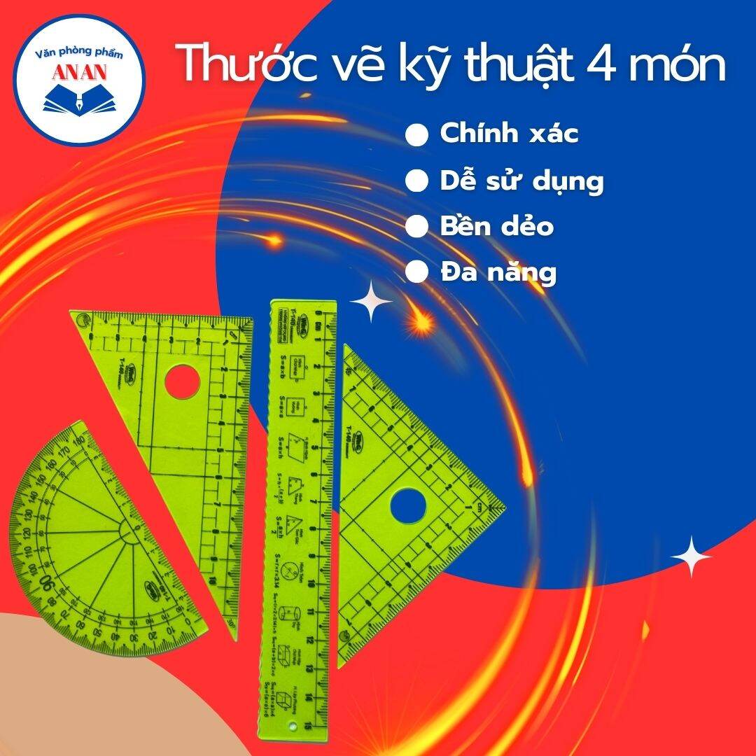 Thước vẽ kỹ thuật 4 món t-140