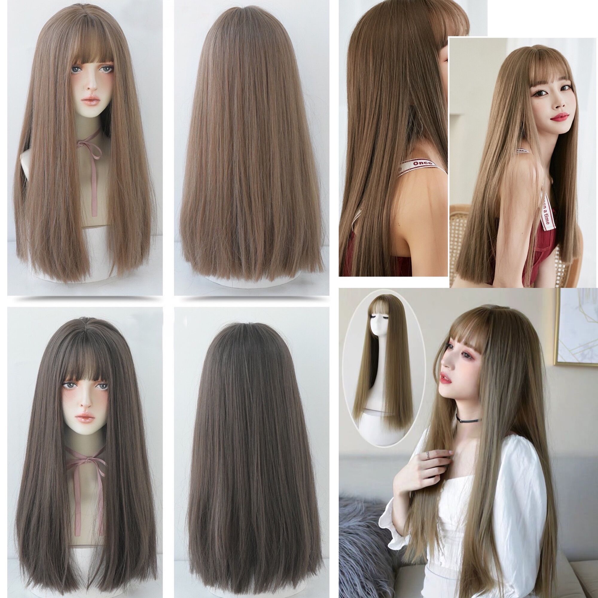Tóc giả bộ dài thẳng đủ màu tặng lưới trùm sỉ toàn quốc