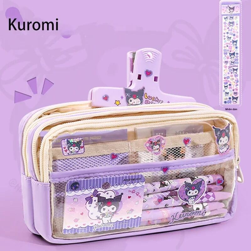 Sanrio Kawaii Kuromi Cinnamoroll Vải Đựng Sinh Viên Văn Phòng Phẩm Túi Bảo Quản Đồ Dùng Học Tập Quà 