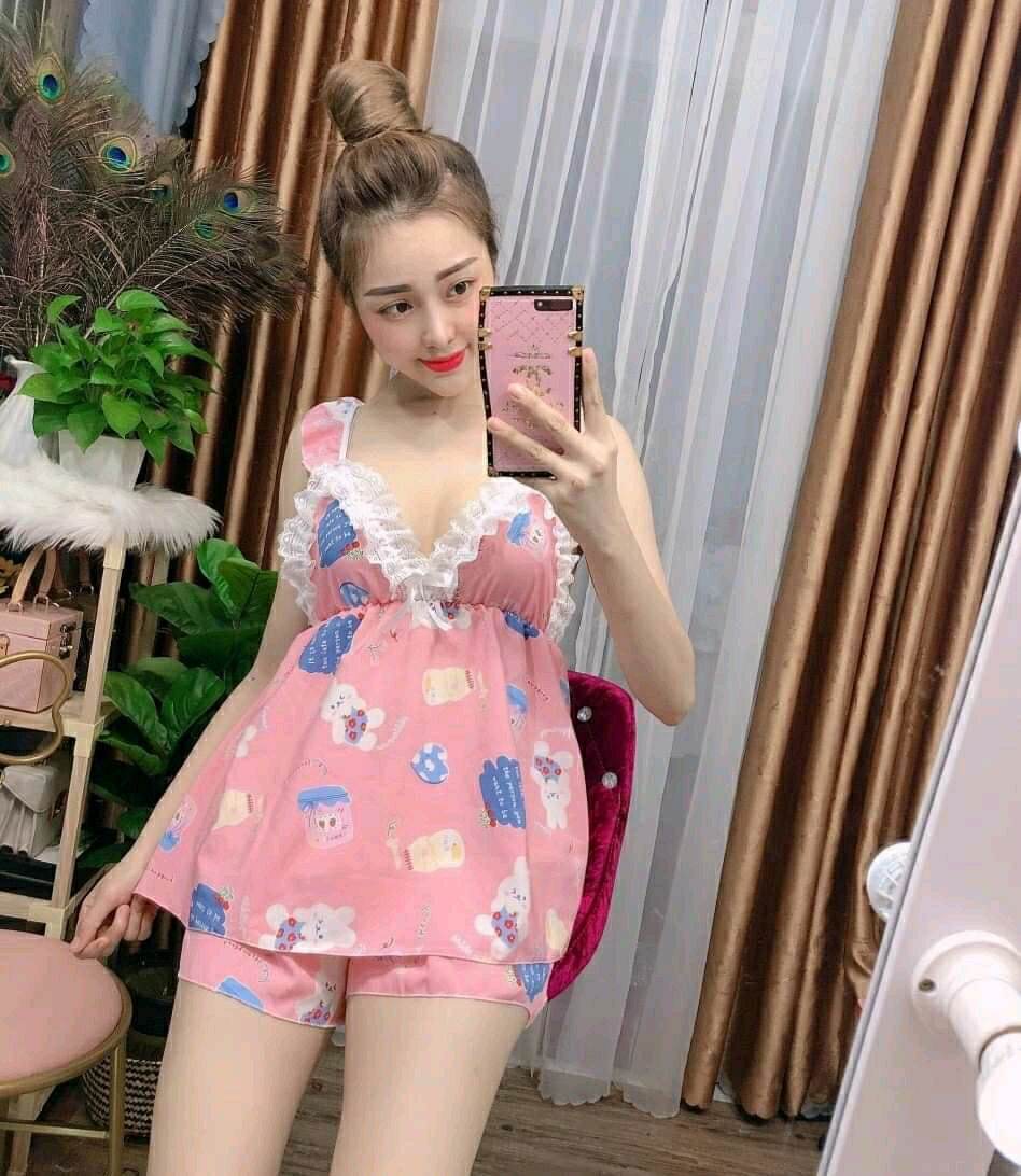 [HCM]Đồ bộ ngắn mặc nhà cho nữ kate lụa hàn châu - M04