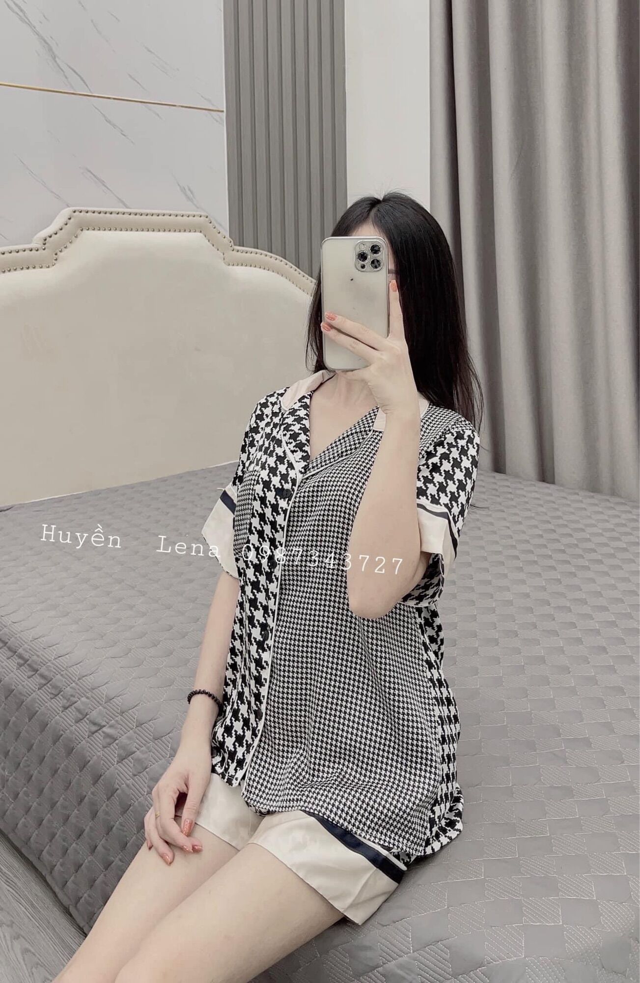 Đồ Bộ Pijama, đồ ngủ nữ cộc tay - Lụa LATIN Cao cấp mác SAM