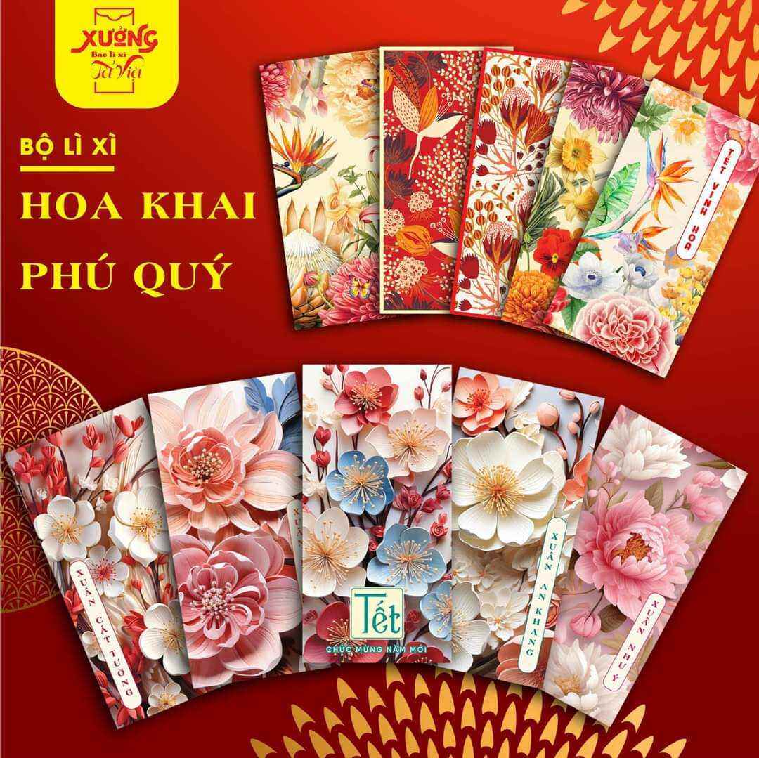 Combo 100 bao lì xì hoa khai phú quý