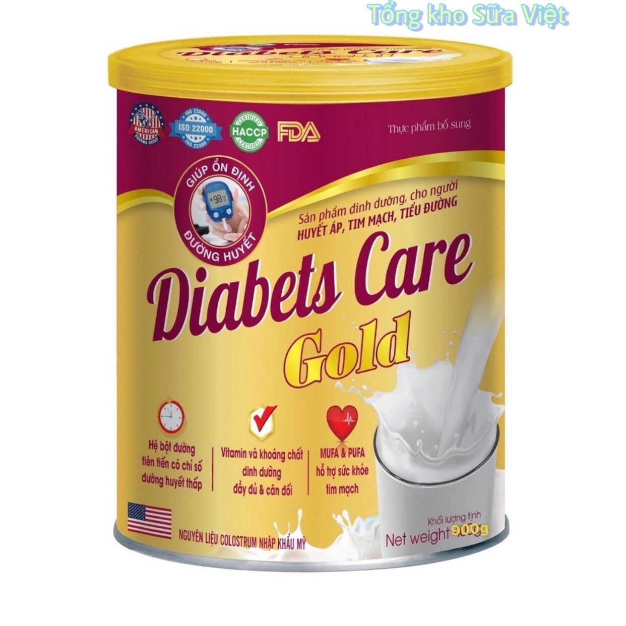 (Hộp 900g) Sữa tiểu đường DIABETS CARE GOLD - dinh dưỡng cho người tiểu đường tăng cường sức khỏe ( diabet care gold )