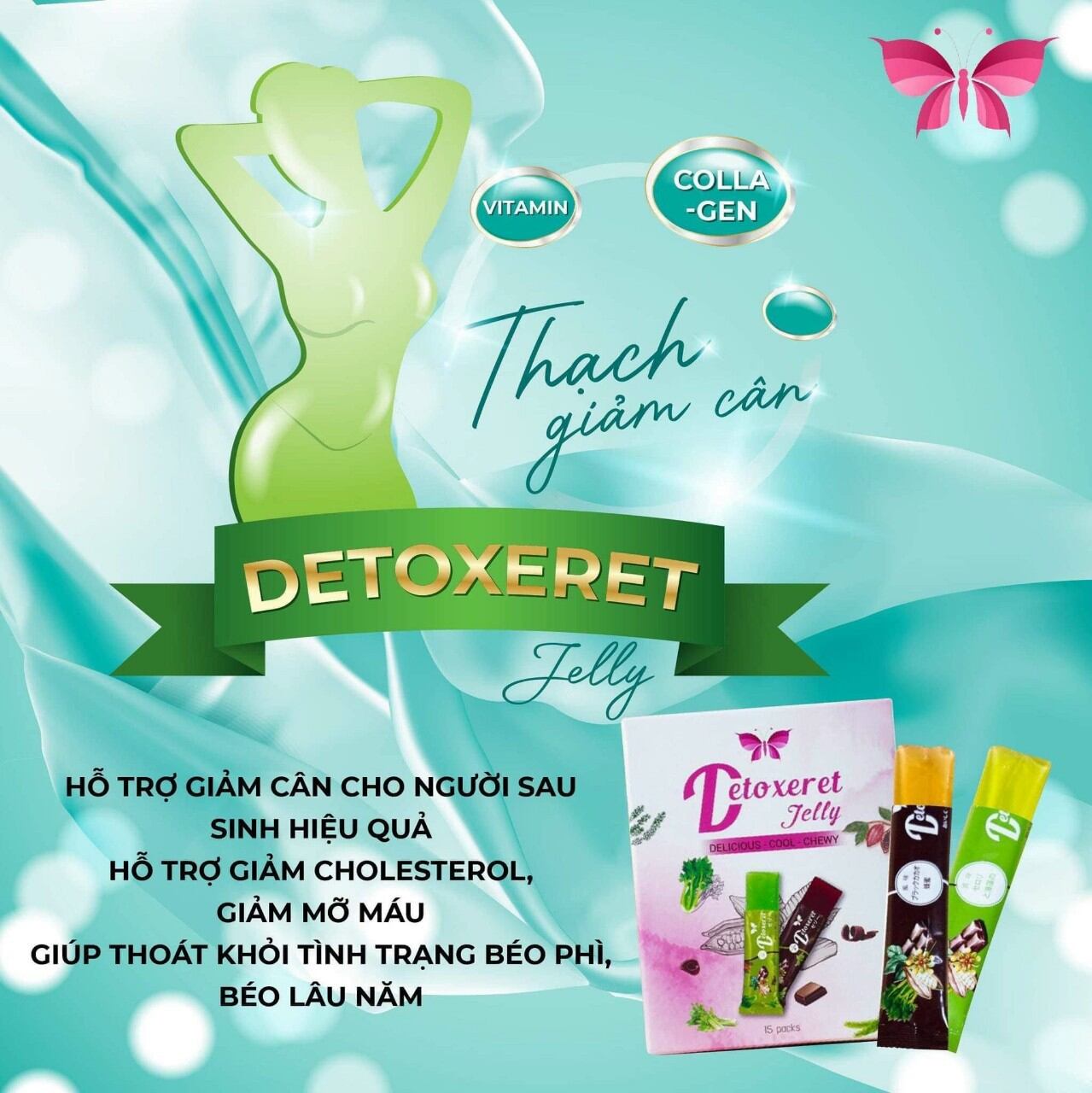 Thạch jelly giảm cân Detoxeret 15 thanh