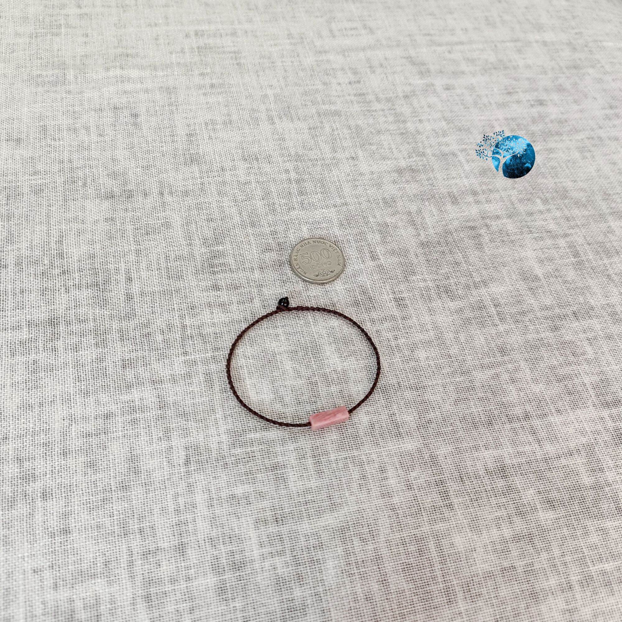 Vòng tay tết dây lu thống đá rhodonite