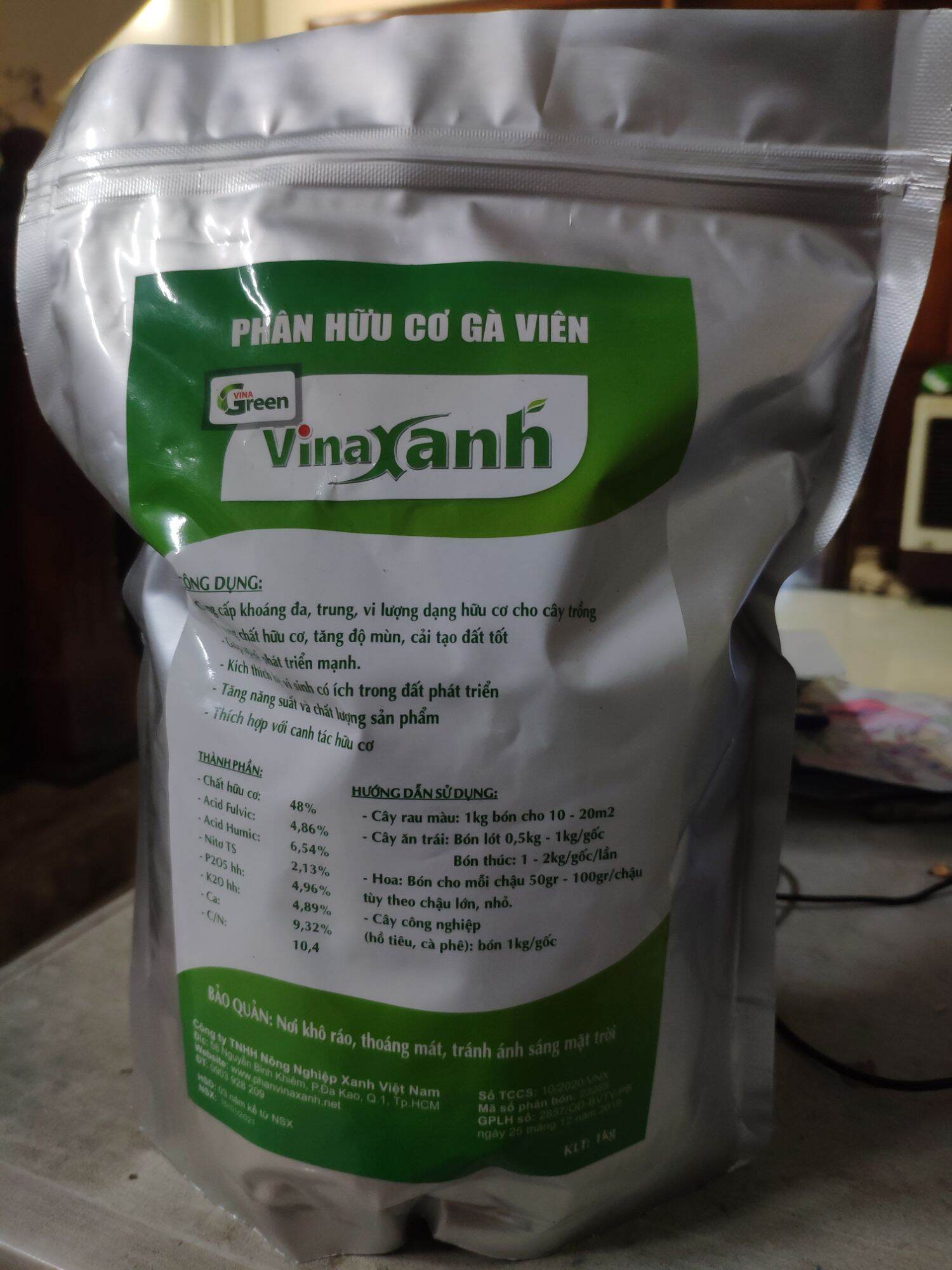 combo 2 túi 1kg phân bón viên hữu cơ vi sinh viên nén chocây trồng 1kg