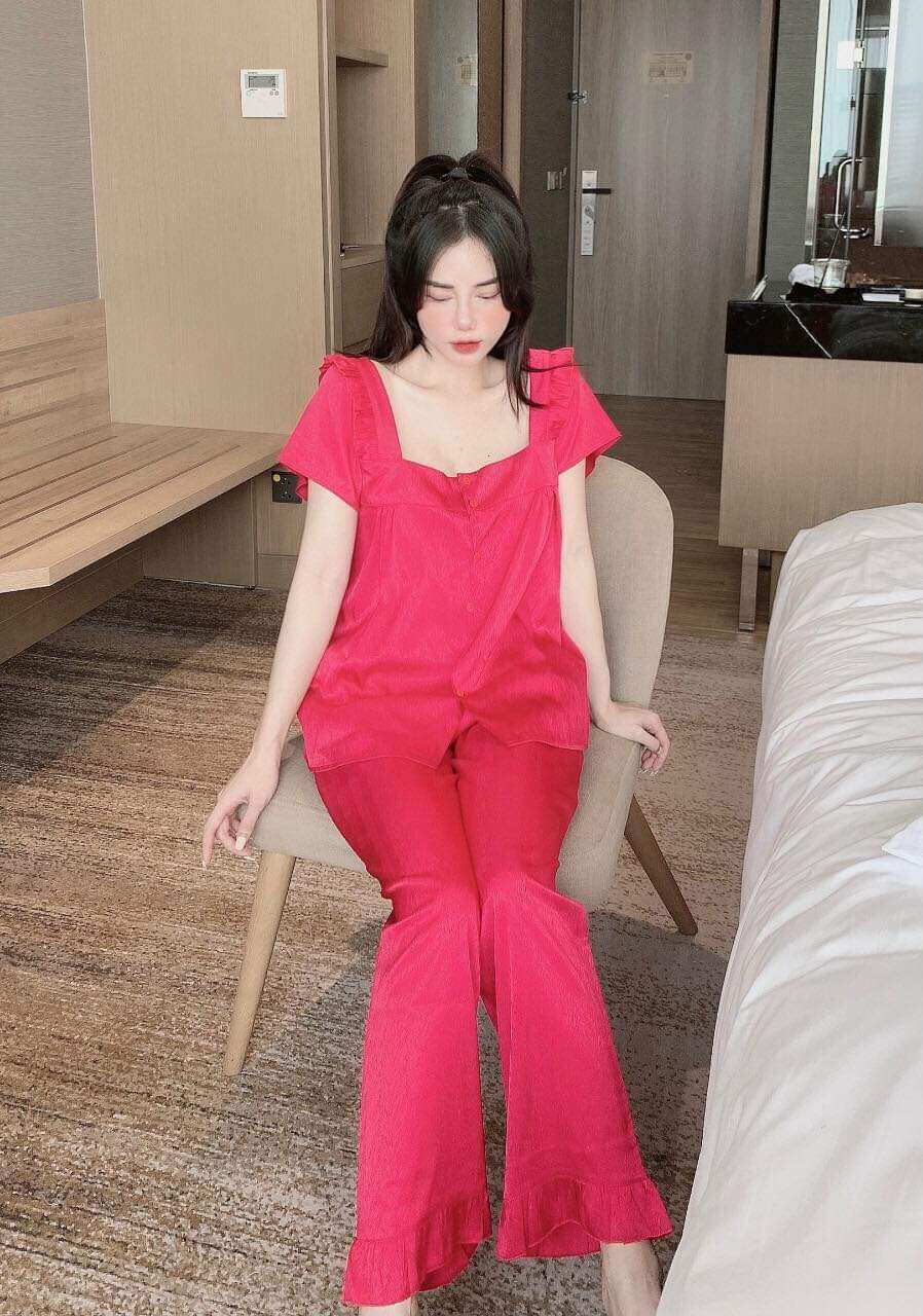[ Hàng thiết kế] Bộ lụa xước cổ vuông lụa xước thiết kế siêu xinh