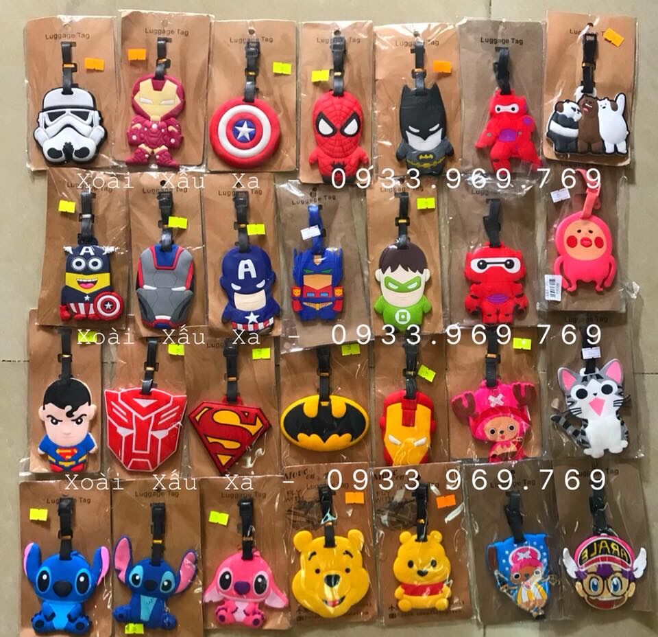 Thẻ hành lý thẻ nametag vali, balo, túi xách silicone hoạt hình đủ loại - giao mẫu ngẫu nhiên