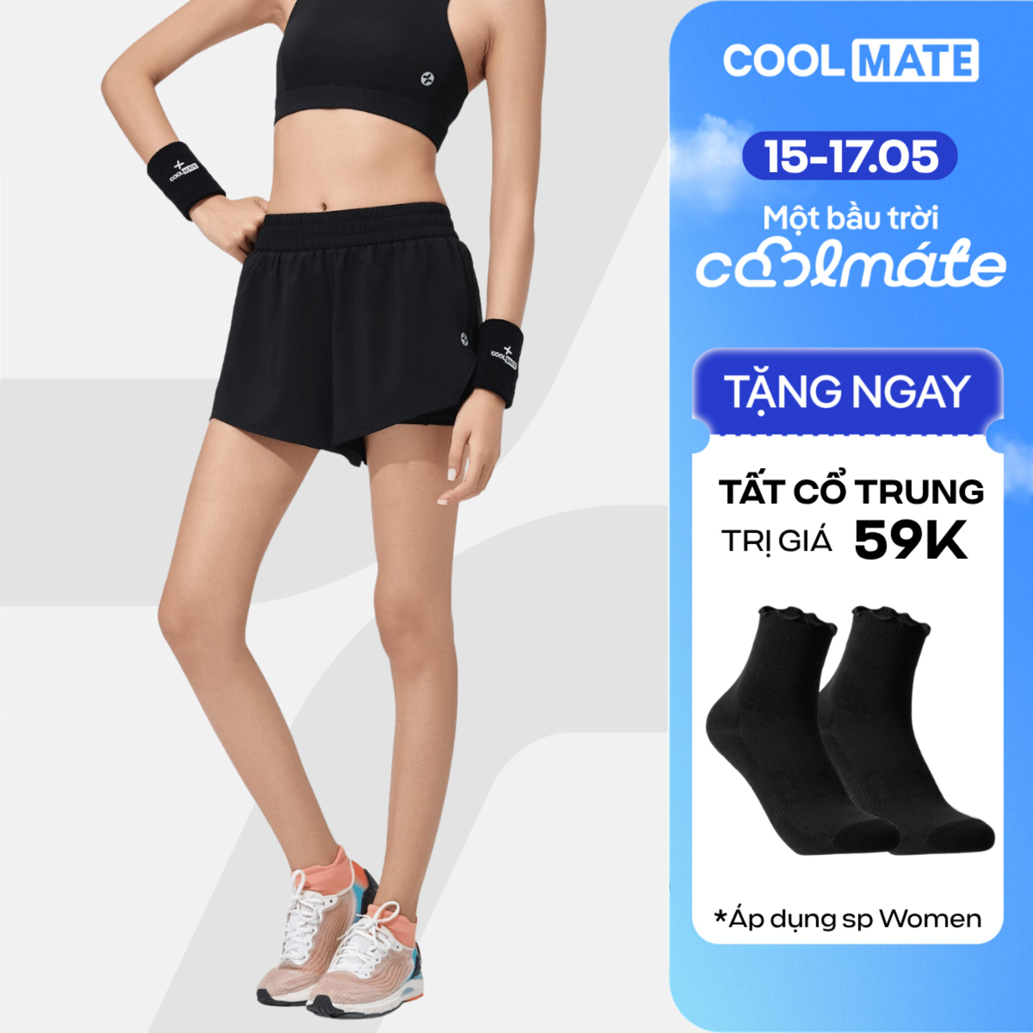 [TẶNG TẤT CỔ TRUNG]Quần shorts nữ chạy bộ 2 lớp 3.5 inch Core Shorts siêu nhẹ, thoáng khí, nhanh khô - Coolmate Women