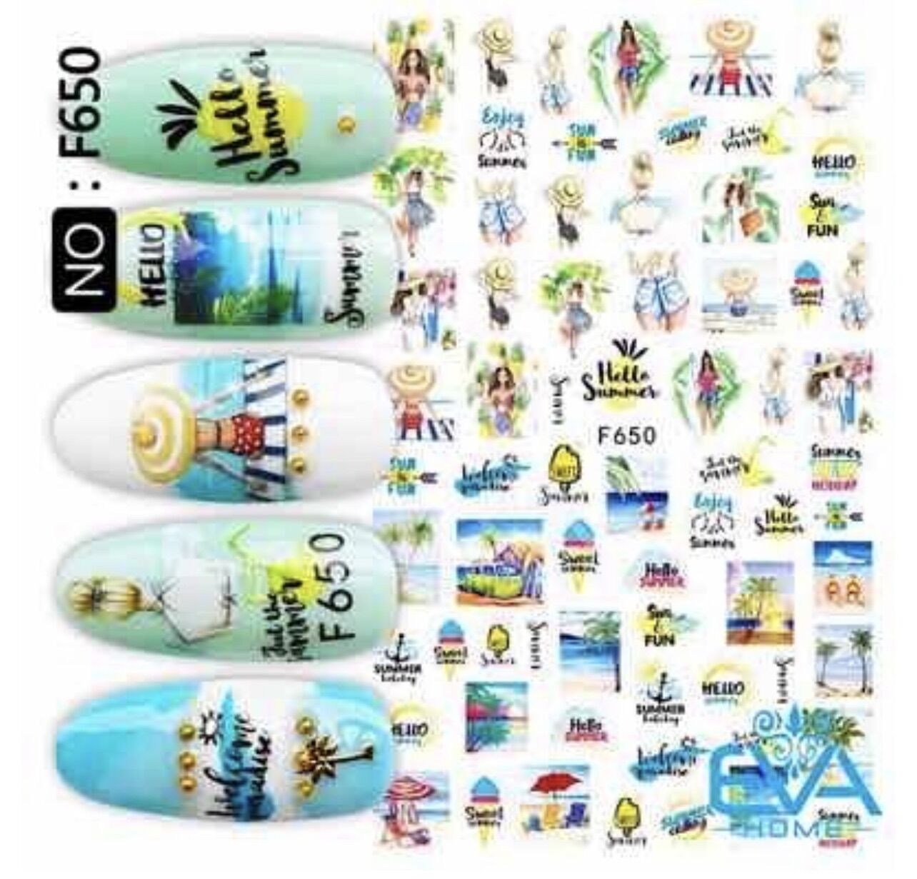 [HCM]Decal Dán Móng Tay 3D Nail Sticker Tráng Trí Hoạ Tiết Chủ Đề Bãi Biển Hello Summer F650