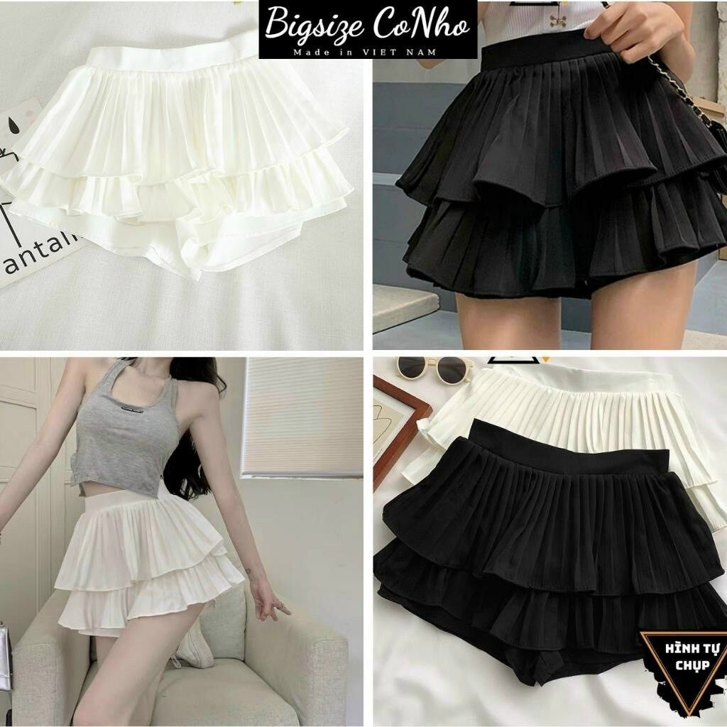 Chân váy dập ly 2 tầng xinh xắn v5 có quần trong size dưới 52 kg