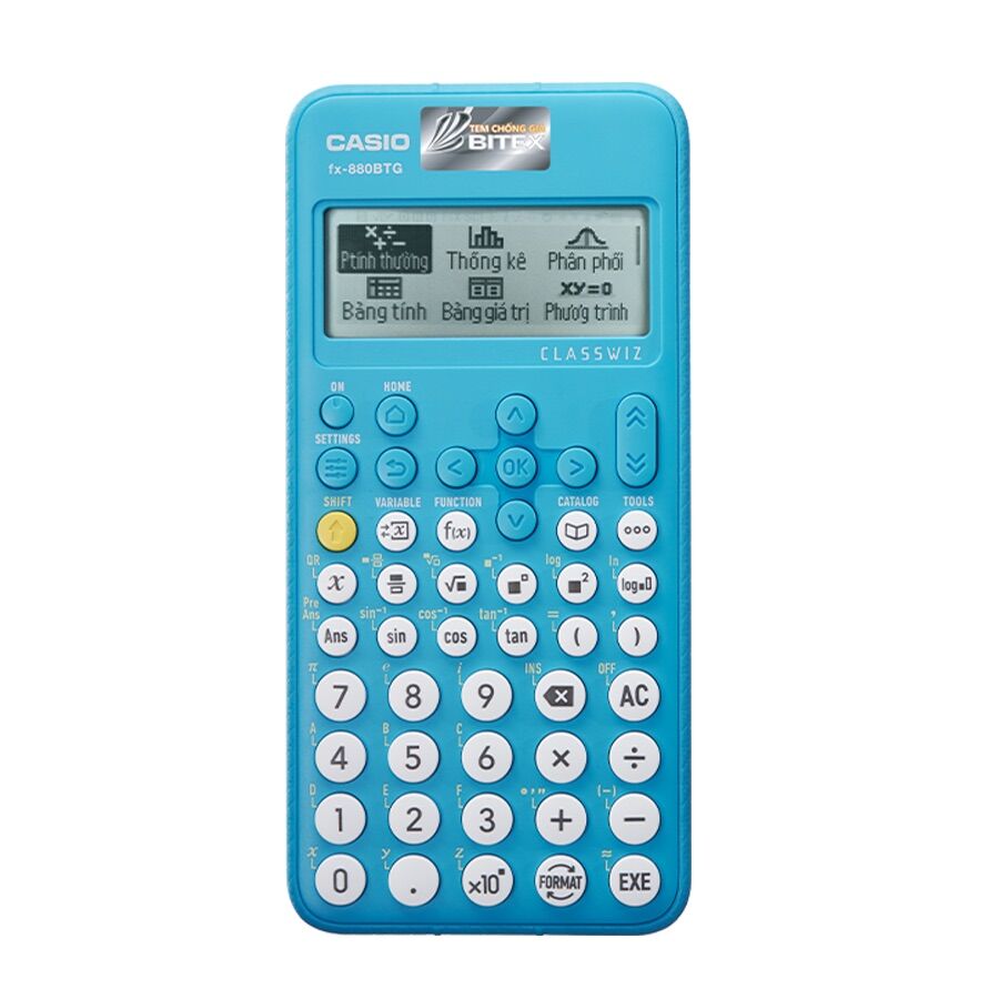Mua máy tính casio fx 880btg màu xanh tặng 2 cây bút pilot của nhật bản
