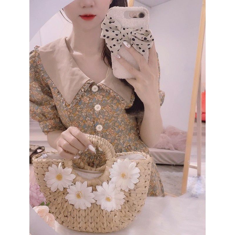 Đầm lụa hoa nhí có khoá sau tiểu thư siêu xinh