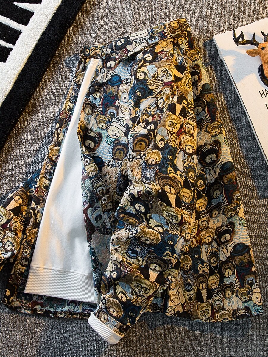 Áo Sơ Mi Thương Hiệu Sành Điệu Cao Cấp Dài Tay Cho Nam Gấu Nhỏ Sợi Vàng Phiên Bản Đầy Đủ Vintage Cổ Điển Hpcp Áo Khoác Thường Ngày