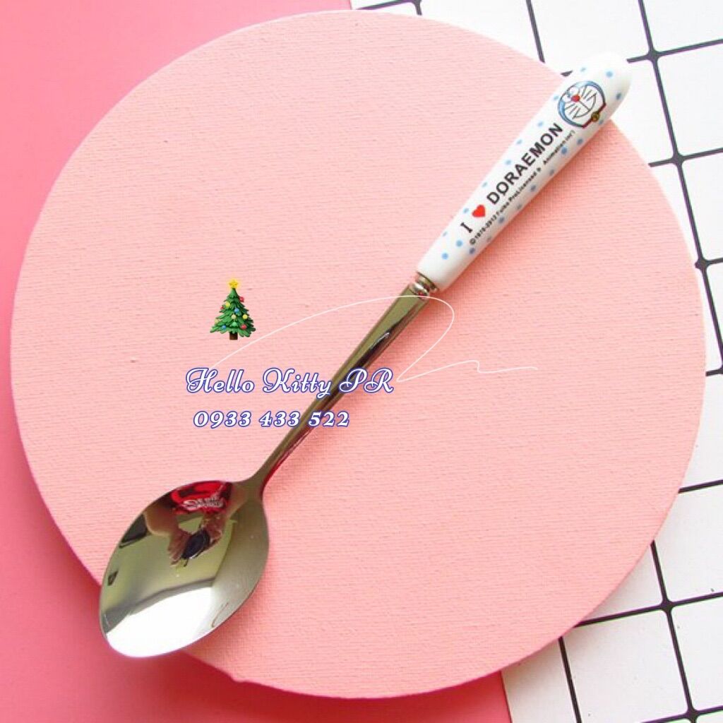 Muỗng đũa nĩa cán sứ Hello Kitty Doremon
